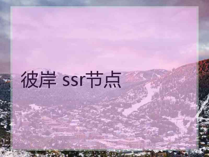 彼岸 ssr节点