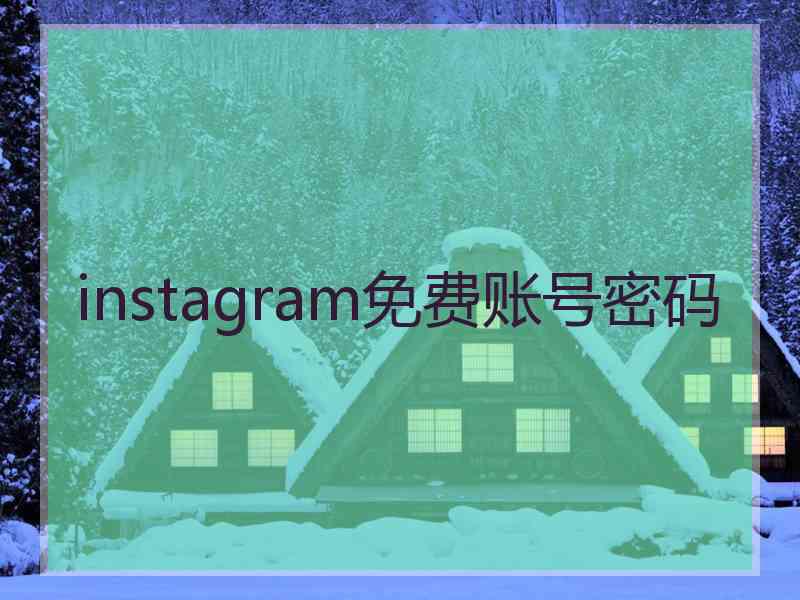 instagram免费账号密码