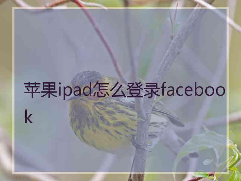 苹果ipad怎么登录facebook